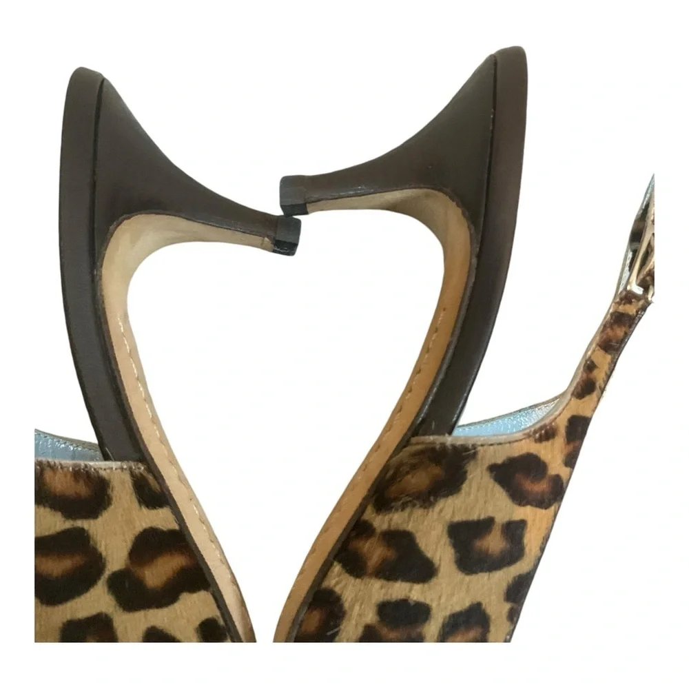 Lambertson Truex Women’s Size 39 Pony Hair Animal Print Slingback Pumps Sandals - Picture 8 of 16